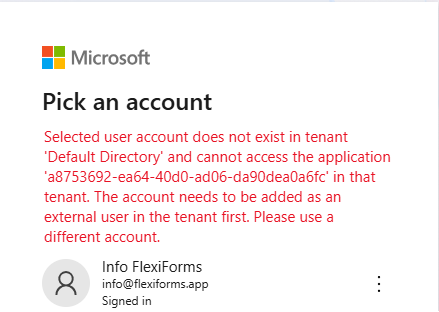 Form requiring Azure AD login
